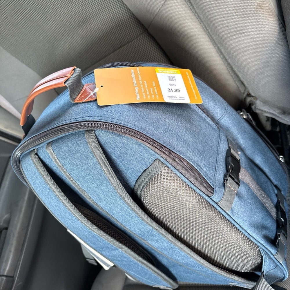 Stylish Blue and Brown Backpack by Sunflora - Picture 3 of 3